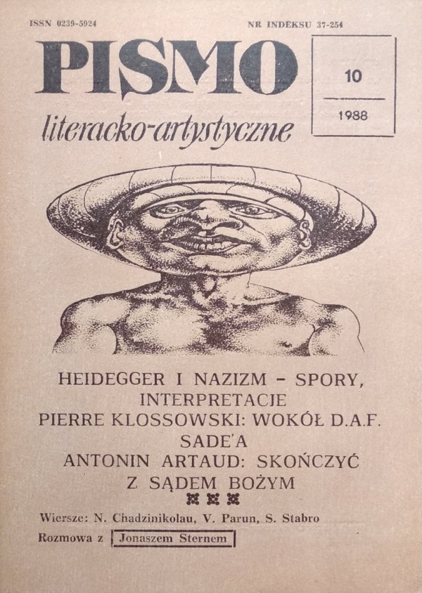 Pismo literacko-artystyczne 10/1988 • Heidegger i nazizm, Pierre Klossowski, Antonin Artaud