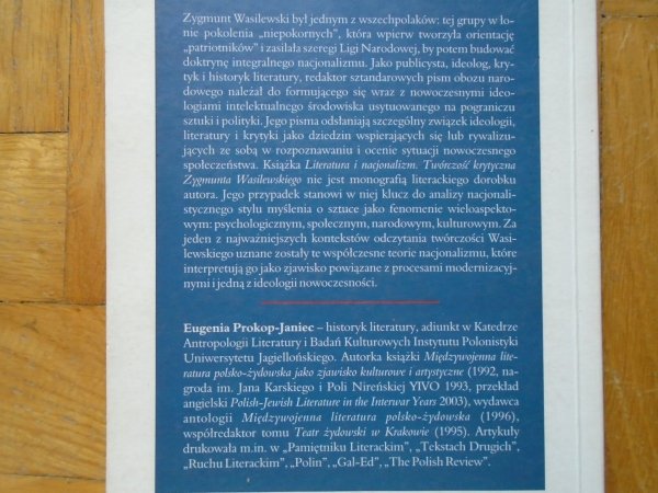 Eugenia Prokop-Janiec • Literatura i nacjonalizm. Twórczość krytyczna Zygmunta Wasilewskiego