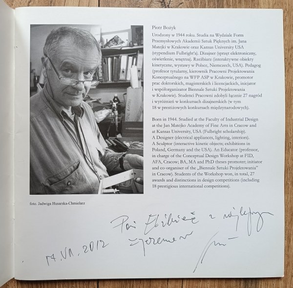 Piotr Bożyk Kinetyki / dedykacja autorska