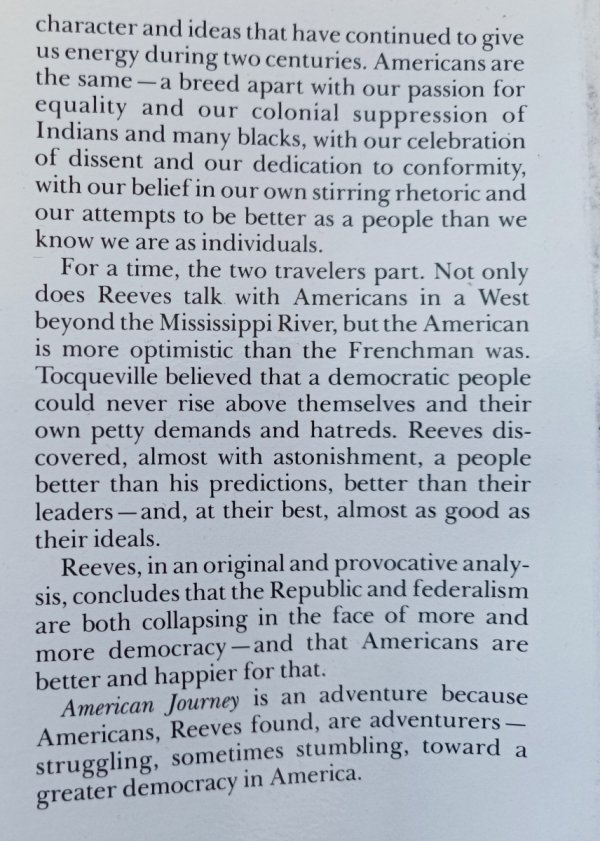 Richard Reeves American Journey: Traveling With Tocqueville in Search of Democracy in America