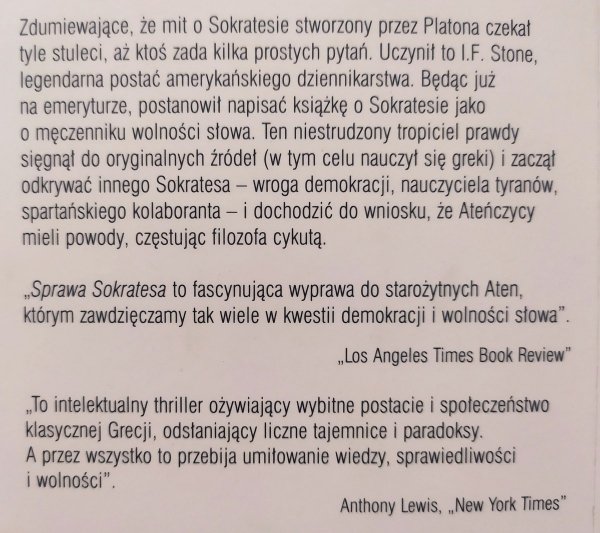 I.F. Stone Sprawa Sokratesa