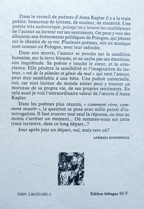 Anna Kaplar Retour: poemes / dedykacja autorska