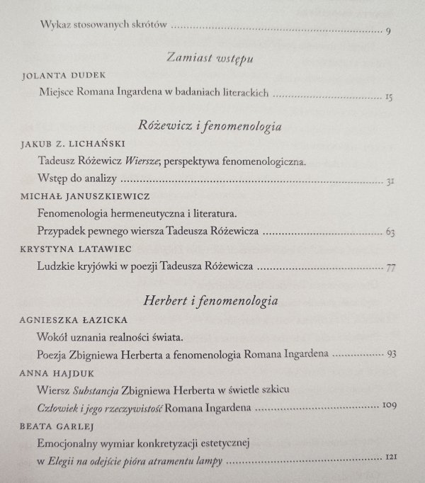 Liryka i fenomenologia. Zbigniew Herbert i Tadeusz Różewicz w kręgu myśli ingardenowskiej