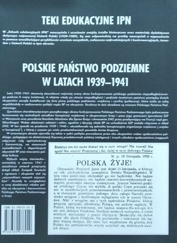 Teki edukacyjne IPN • Polskie Państwo Podziemne w latach 1939–1941