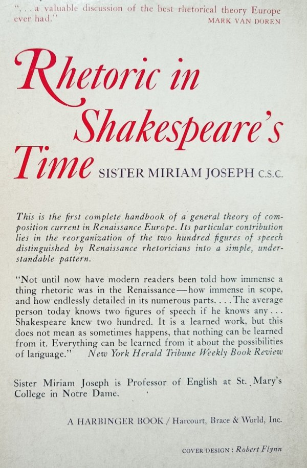 Sister Miriam Joseph Rhetoric in Shakespeare's Time