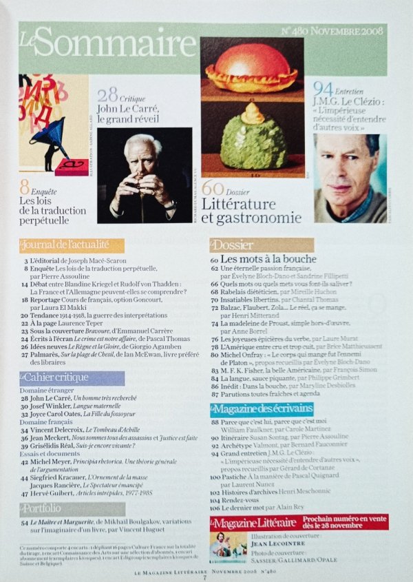 Le Magazine Litteraire 480 2008 et Litterature gastronomie
