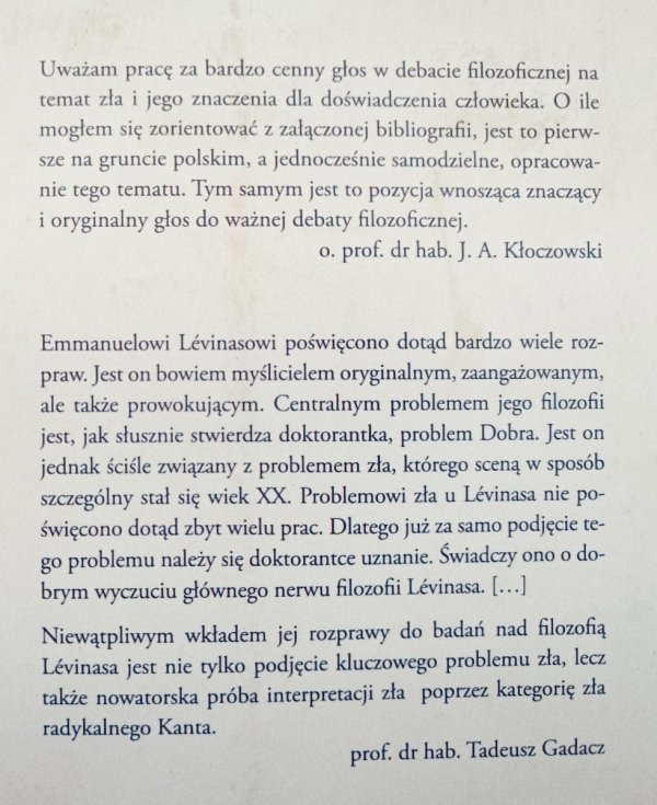 Magdalena Kozak Problem zła w filozofii Emmanuela Levinasa
