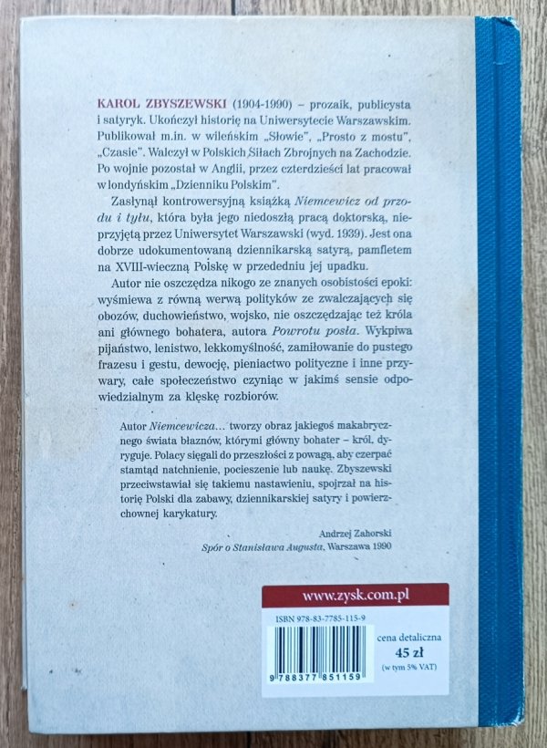Karol Zbyszewski Niemcewicz od przodu i tyłu