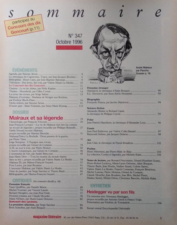 Le Magazine Litteraire • Malraux et sa legende Nr 347
