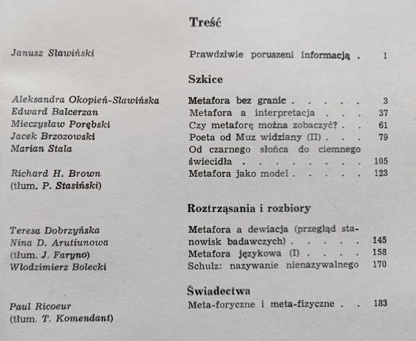 Teksty: Teoria literatury - krytyka - interpretacja 6 (54) 1980 / numer poświęcony Metaforze