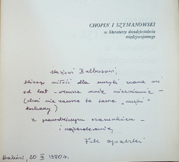 Józef Opalski Chopin i Szymanowski w literaturze dwudziestolecia międzywojennego