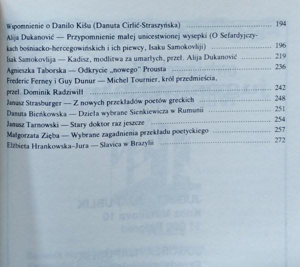 Literatura na Świecie 10/1990 (231) • Literatura jugosłowiańska 