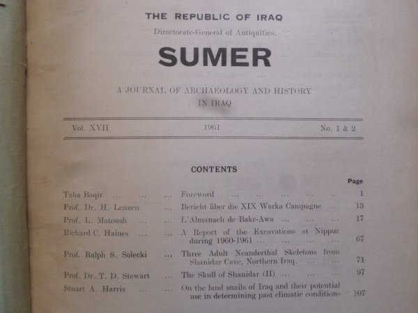 Sumer. A Journal of Archeology and History in Iraq. Archeologia, Irak