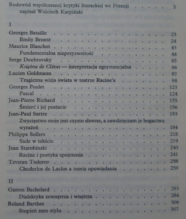 red. Wojciech Karpiński • Antologia współczesnej krytyki literackiej we Francji [Bataille, Blanchot, Sartre, Poulet, Starobinski, Todorov, Bachelard, Barthes, Foucault]