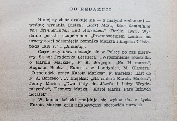 O Karolu Marksie. Zbiór wspomnień i artykułów