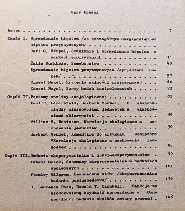 Logika analizy socjologicznej: wybór tekstów