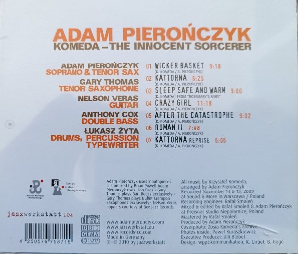 Adam Pierończyk Komeda. The Innocent Sorcerer CD
