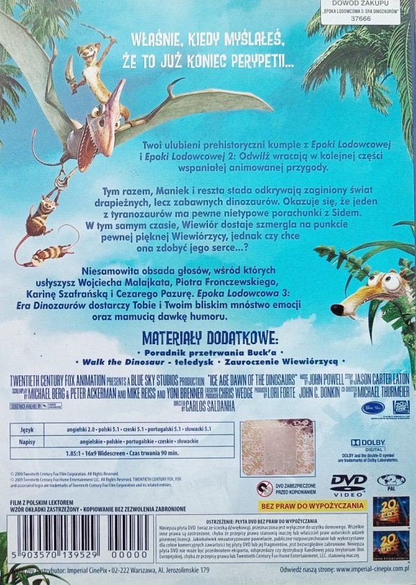 Epoka lodowcowa 3: Era dinozaurów DVD