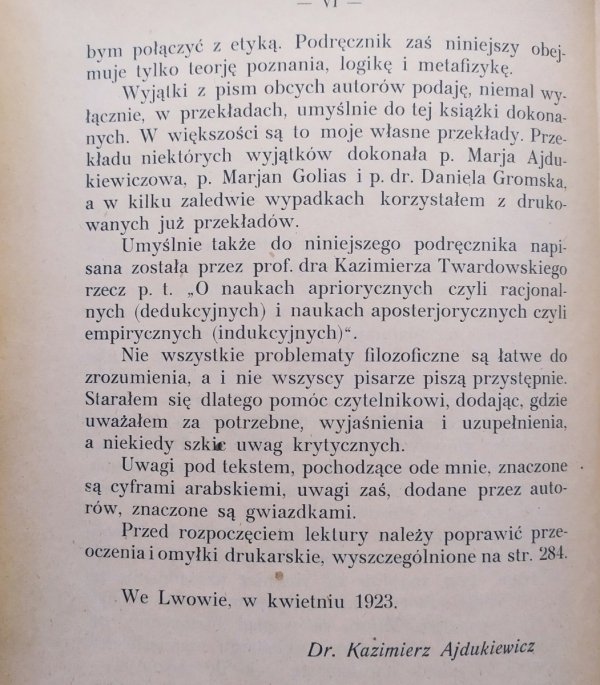 Kazimierz Ajdukiewicz Główne kierunki filozofji [wydanie 1., 1923]