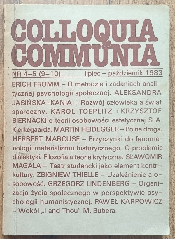 Colloquia Communia 4-5 (9-10) 1983 / Fromm, Heidegger, Herbert Marcuse