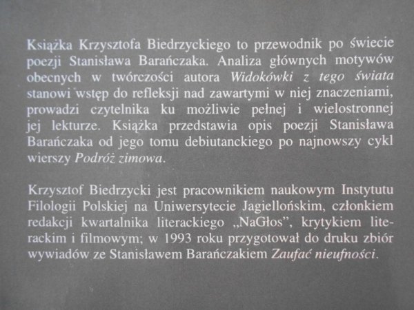 Krzysztof Biedrzycki • Świat poezji Stanisława Barańczaka