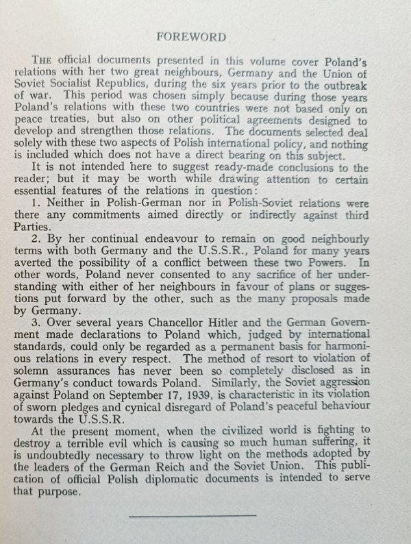 The Polish White Book: Official Documents 1933-1939