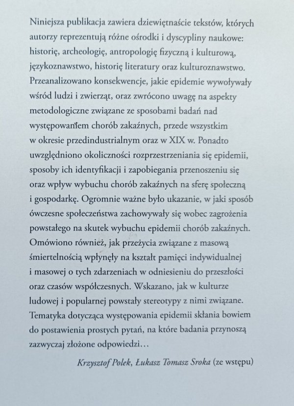 Epidemie w dziejach Europy. Konsekwencje społeczne, gospodarcze i kulturowe