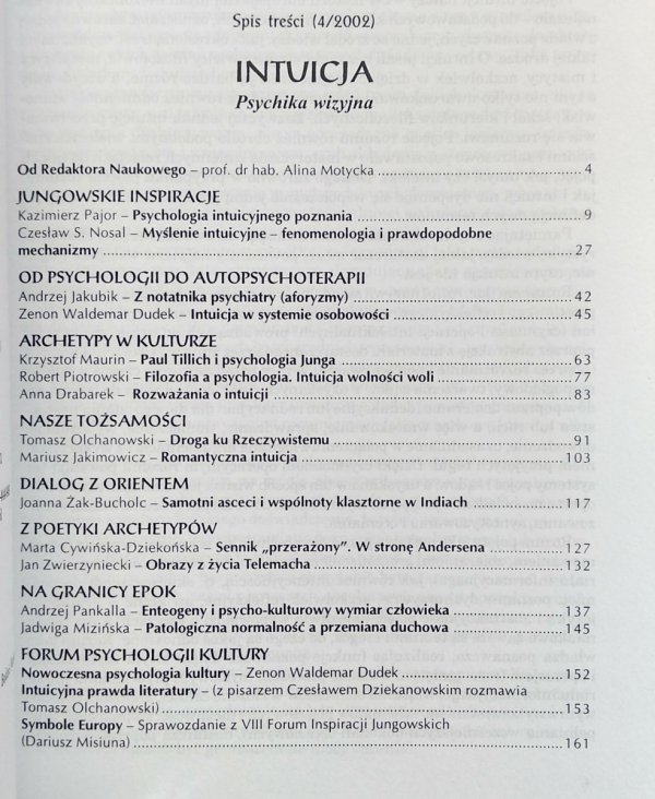 Albo Albo 4/2002. Problemy psychologii i kultury • Intuicja [Jung]