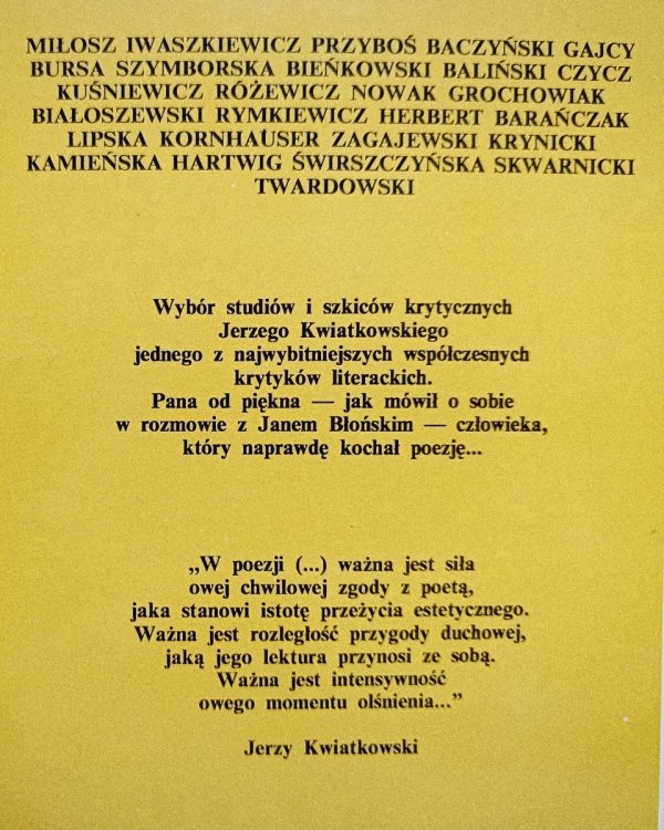 Jerzy Kwiatkowski Magia poezji. O poetach polskich XX wieku