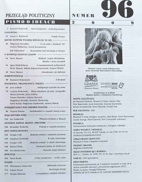 Przegląd Polityczny 96 2009 / Inteligenci - Intelektualiści - Dysydenci