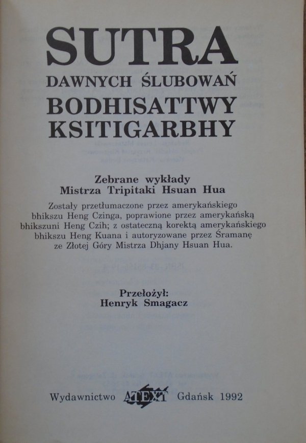 Sutra Dawnych Ślubowań Bodhisattwy Ksitigarbhy • Zebrane wykłady Mistrza Tripitaki Hsuan Hua