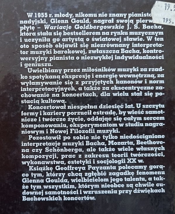 Geoffrey Payzant Glenn Gould: muzyka i myśl