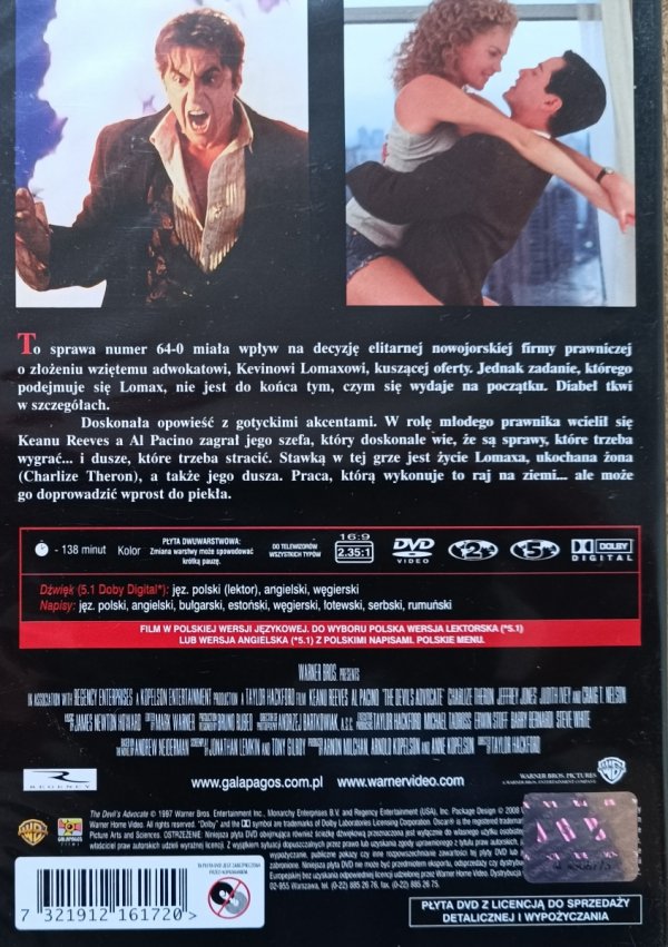 Taylor Hackford Adwokat diabła DVD