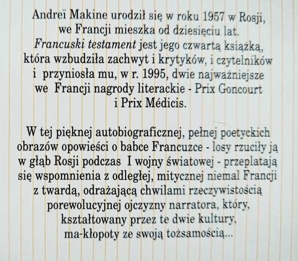 Andrei Makine Francuski testament