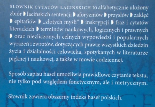 Zbigniew Landowski, Krystyna Woś • Słownik cytatów łacińskich. Wyrażenia - sentencje - przysłowia