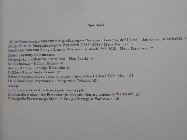 Państwowe Muzeum Etnograficzne w Warszawie • Stulecie działalności 1888-1988