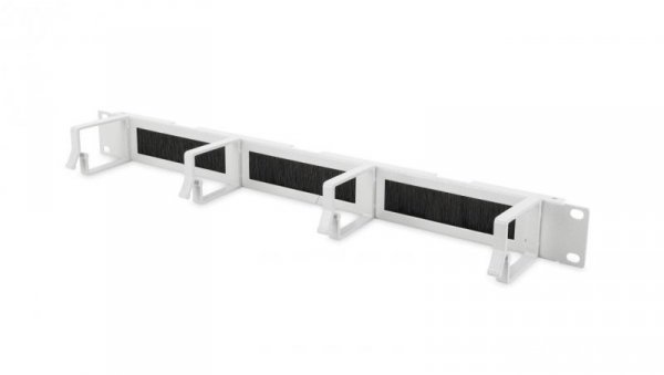 Organizator kablowy ze szczotką 19 1U 4x uchwyty aluminiowe 44x72mm szary DN-97662