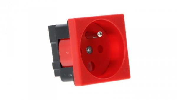 Gniazdo elektryczne 45x45 z kluczem, czerwone - 2P+Z PZ01