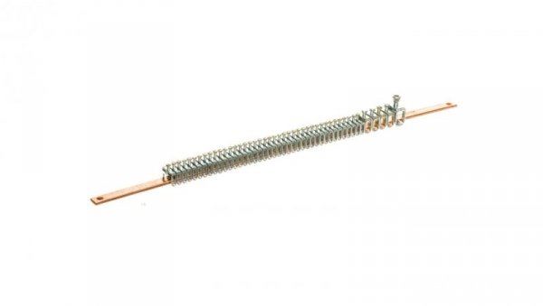 Szyna zbiorcza miedziana 12x4x455mm z zaciskami przyłączeniowymi 037302