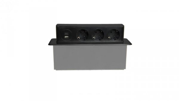 Gniazdo meblowe do zabudowy 3 złącza wtyczkowe schuko 1xUSB A 1xUSB C GMZ/S-5AP W-72015