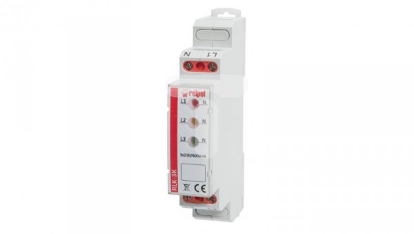 Lampka modułowa 3-fazowa 400V AC LED czerwona, żółta, zielona RLK-3K 863028