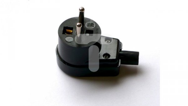 Wtyczka kątowa z/u 16A 250V czarna /standard/ WT-20S-2