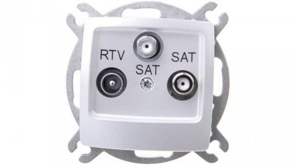 KARO Gniazdo antenowe RTV-SAT-SAT srebrny perłowy GPA-S2S/m/43