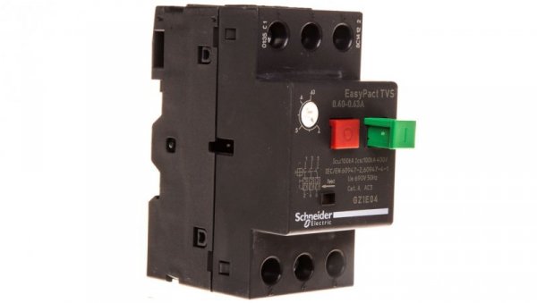 Wyłącznik silnikowy 3P 0,18kW 0,4-0,63A EasyTeSys Power, napęd przyciskowy, zaciski skrzynkowe GZ1E04