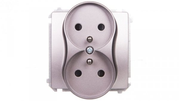 Simon Basic Gniazdo podwójne z/u 16A, 250 V stal inox BMGZ2Mz.01/21
