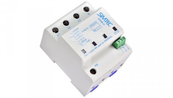 Iskiernikowo-warystorowy ogranicznik przepięć 4P 50kA 230V SIMTEC SI50 B+C Typ T1+T2 szary 85205003