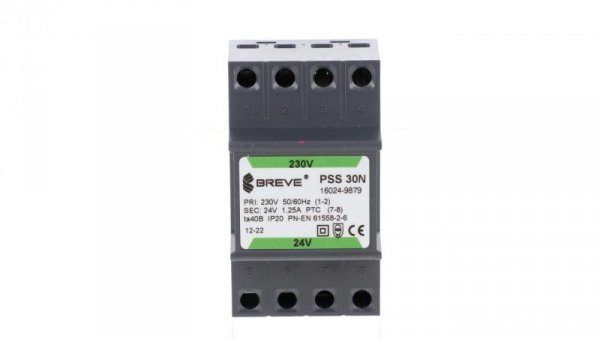 Transformator 1-fazowy modułowy bezpieczeństwa PSS 30N 230/ 24V 1,25A, na szynę DIN, IP20, Ta 40, 16024-9879
