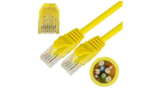 Patchcord UTP kat.5e kabel sieciowy LAN 2x RJ45 linka żółty 1,5m NEKU