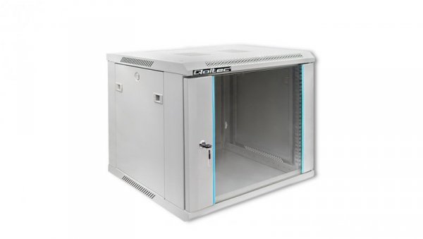 Qoltec Szafa RACK 19 9U 600 x 500 x 600 Hartowane drzwi Wisząca Stalowa obudowa Zamek Szara