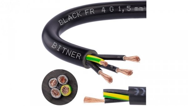 Przewód sterowniczy prądowy BiT 500 Black FR 300/500V 4x1,5 linka do ziemi Bitner /50m/